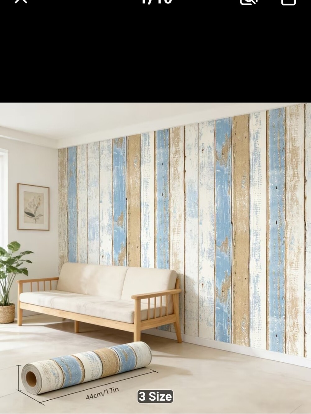 Two Rolls of Blue & Cream Rustic Plank Peel-and-Stick Wallpaper #1417-1891